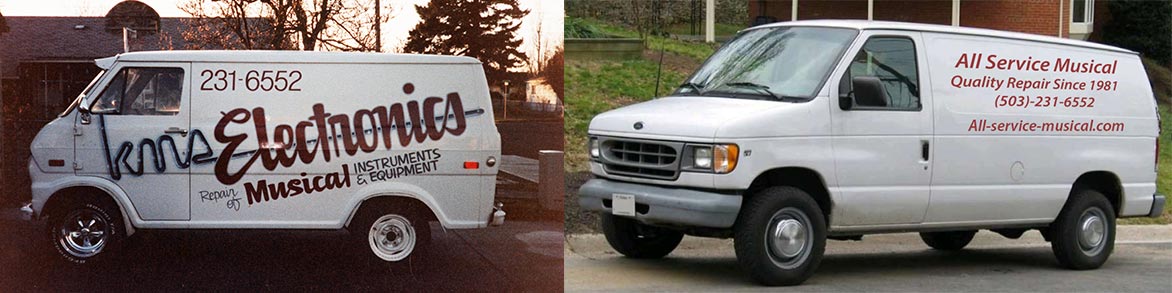 The old original KMA service van we used back in the eighties and the newer All Service Musical service van.